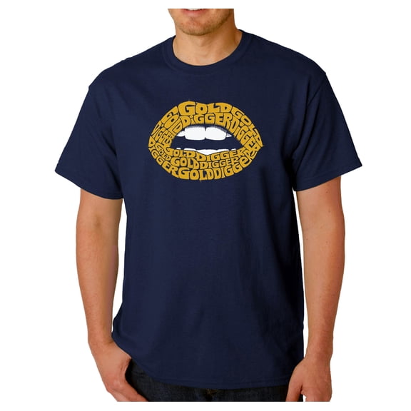 LA Pop Art Men's Word Art T-shirt - Gold Digger Lips
