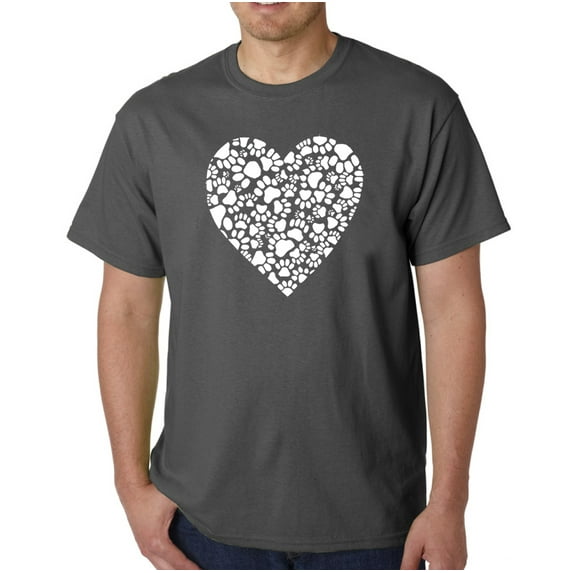 LA Pop Art Men's Word Art T-shirt - Paw Prints Heart