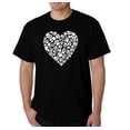 thumbnail image 1 of LA Pop Art Men's Word Art T-shirt - Paw Prints Heart, 1 of 2