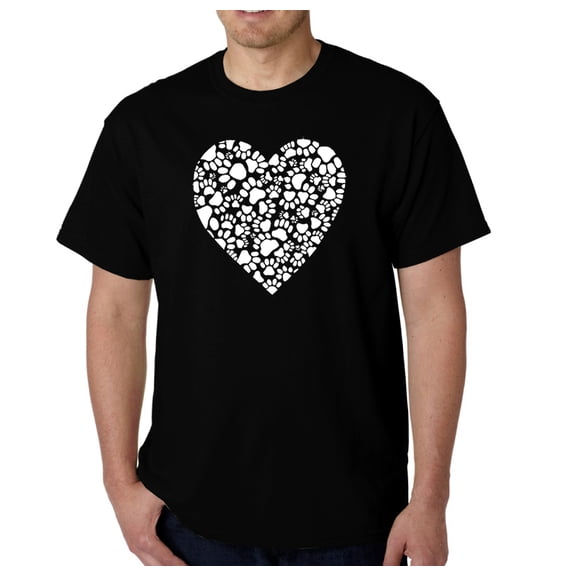 LA Pop Art Men's Word Art T-shirt - Paw Prints Heart