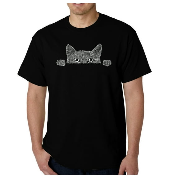 LA Pop Art Men's Word Art T-shirt - Peeking Cat
