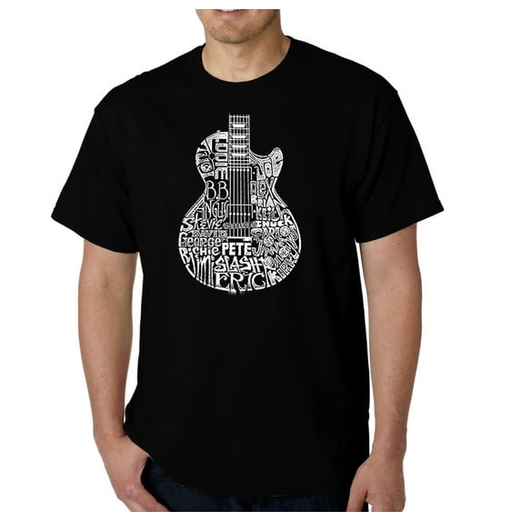 LA Pop Art Men's Word Art T-shirt - Rock Guitar Head
