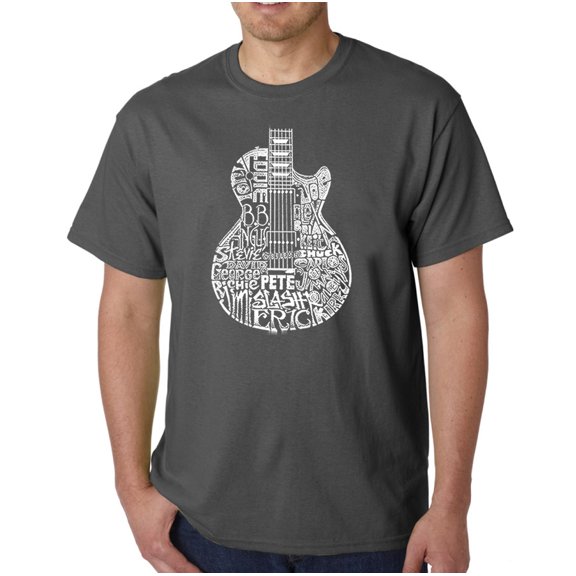 LA Pop Art Men's Word Art T-shirt - Rock Guitar Head