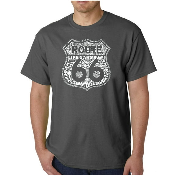 LA Pop Art Men's Word Art T-shirt - Route 66 - Life is a Highway