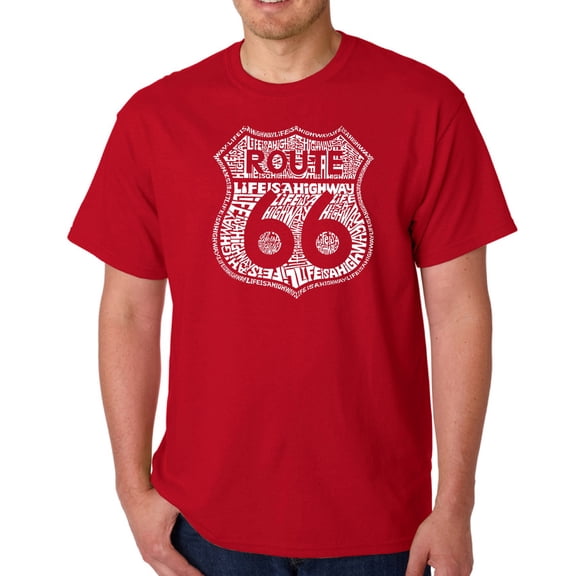 LA Pop Art Men's Word Art T-shirt - Route 66 - Life is a Highway