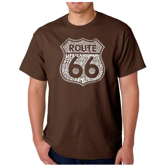 LA Pop Art Men's Word Art T-shirt - Route 66 - Life is a Highway