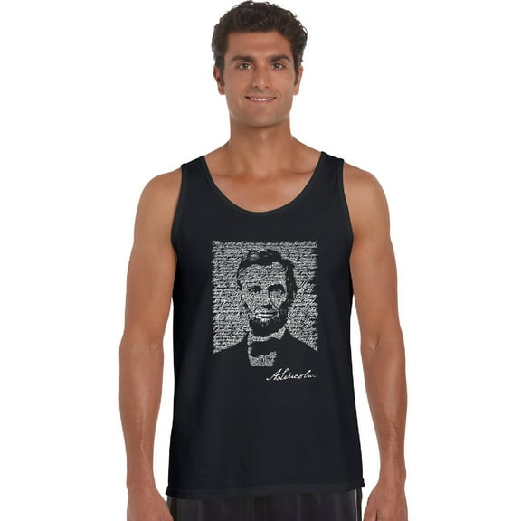 LA Pop Art Men's Word Art Tank Top - ABRAHAM LINCOLN - GETTYSBURG ADDRESS