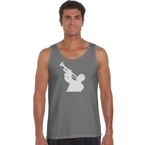 LA Pop Art Men's Word Art Tank Top - ALL TIME JAZZ SONGS