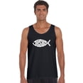 thumbnail image 1 of LA Pop Art Men's Word Art Tank Top - Christian Jesus Name Fish Symbol, 1 of 2