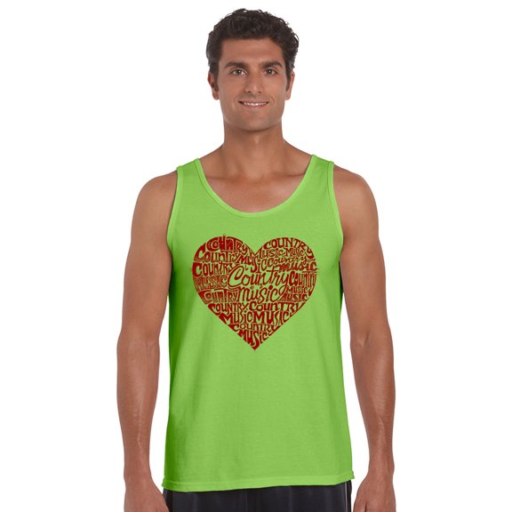 LA Pop Art Men's Word Art Tank Top - Country Music Heart