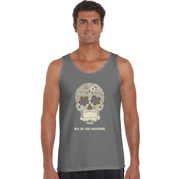 LA Pop Art Men's Word Art Tank Top - Dia De Los Muertos