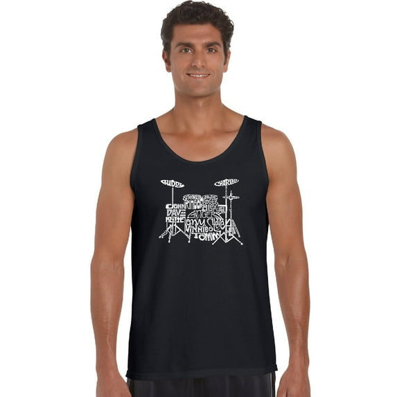 LA Pop Art Men's Word Art Tank Top - Drums