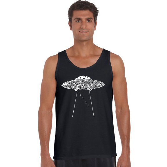 LA Pop Art Men's Word Art Tank Top - Flying Saucer UFO