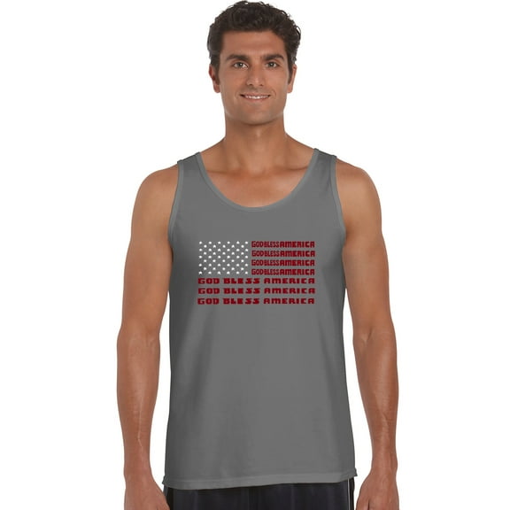 LA Pop Art Men's Word Art Tank Top - God Bless America