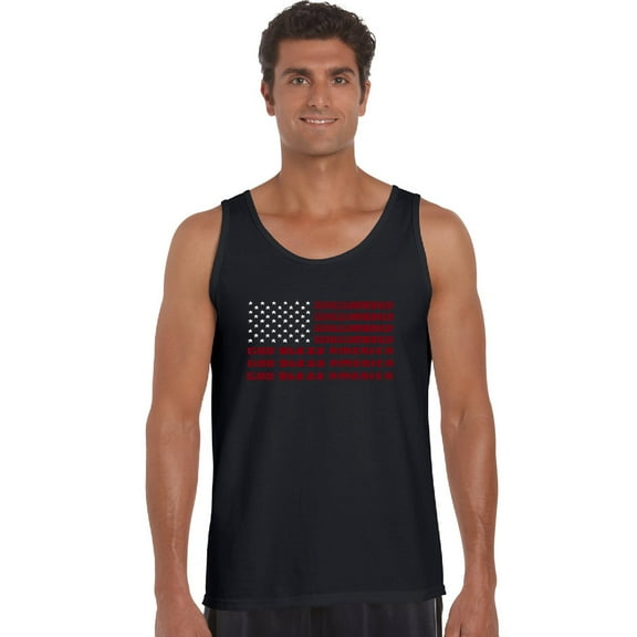 LA Pop Art Men's Word Art Tank Top - God Bless America