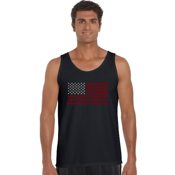 LA Pop Art Men's Word Art Tank Top - God Bless America