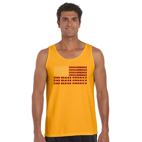 LA Pop Art Men's Word Art Tank Top - God Bless America