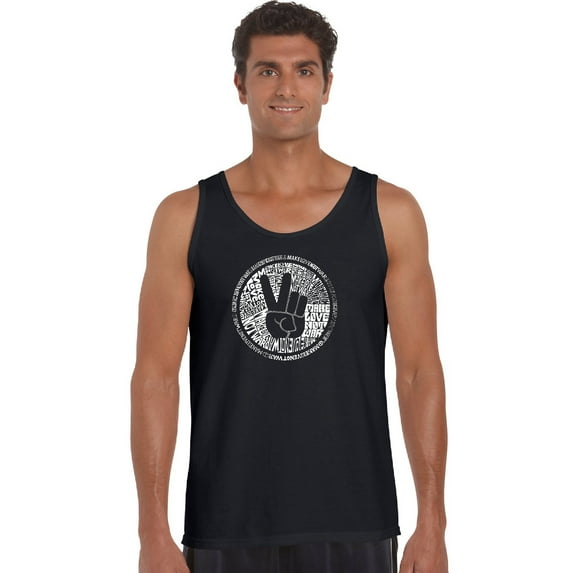 LA Pop Art Men's Word Art Tank Top - MAKE LOVE NOT WAR