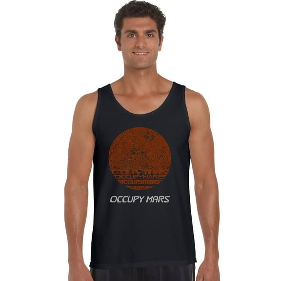 LA Pop Art Men's Word Art Tank Top - Occupy Mars