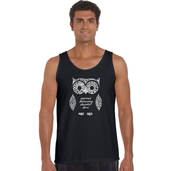 LA Pop Art Men's Word Art Tank Top - Owl