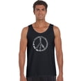 thumbnail image 1 of LA Pop Art Men's Word Art Tank Top - PEACE, LOVE, & MUSIC, 1 of 2
