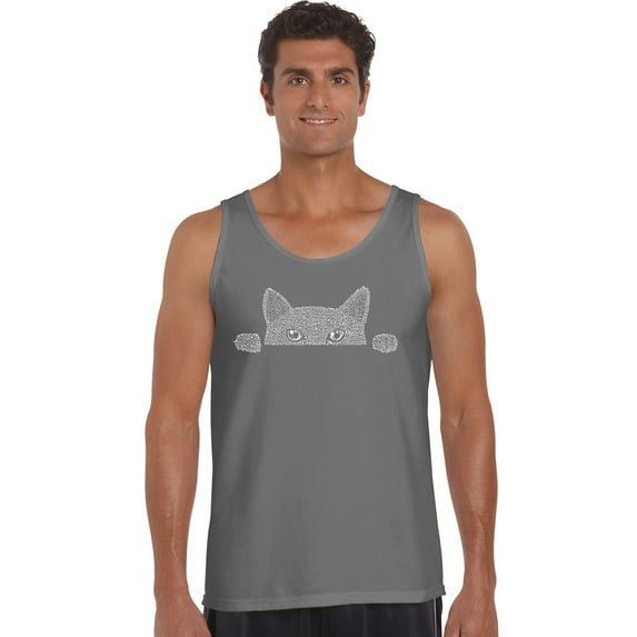 LA Pop Art Men's Word Art Tank Top - Peeking Cat
