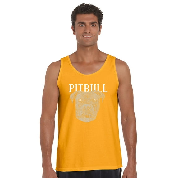 LA Pop Art Men's Word Art Tank Top - Pitbull Face