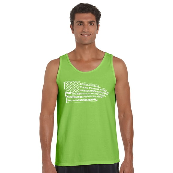 LA Pop Art Men's Word Art Tank Top - Pledge of Allegiance Flag
