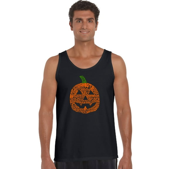 LA Pop Art Men's Word Art Tank Top - Pumpkin