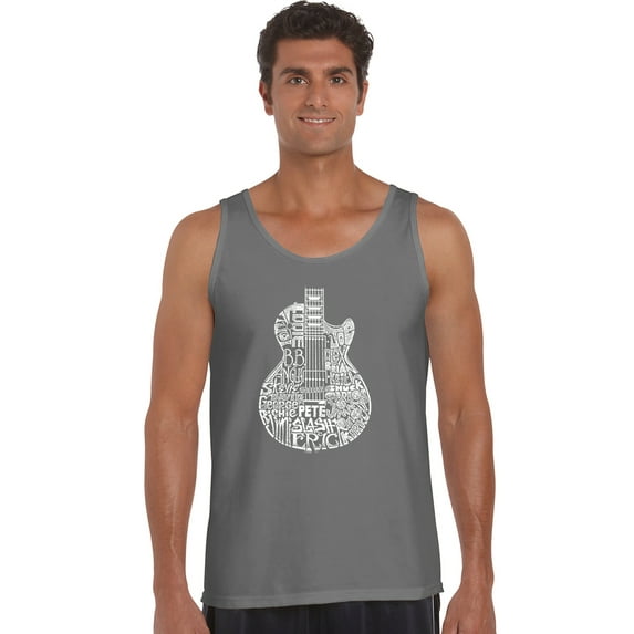 LA Pop Art Men's Word Art Tank Top - Rock Guitar Head