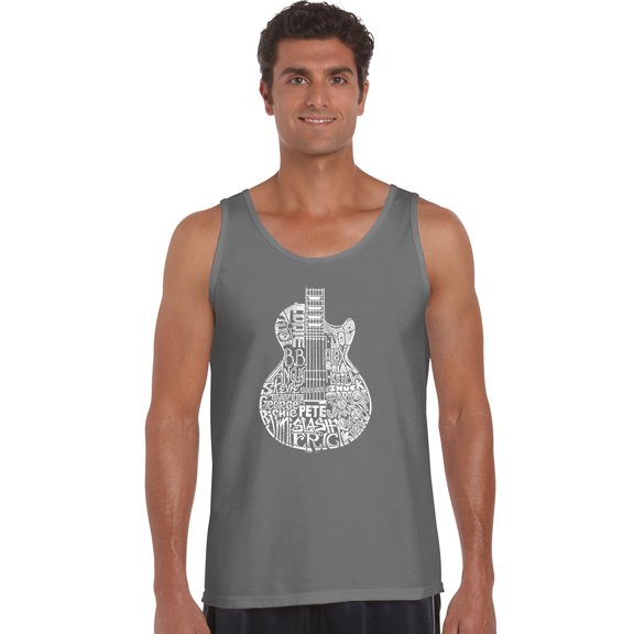 LA Pop Art Men's Word Art Tank Top - Rock Guitar Head
