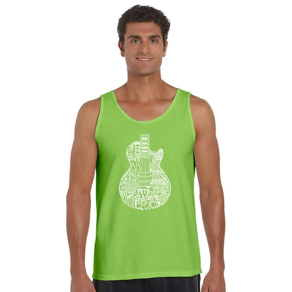 LA Pop Art Men's Word Art Tank Top - Rock Guitar Head