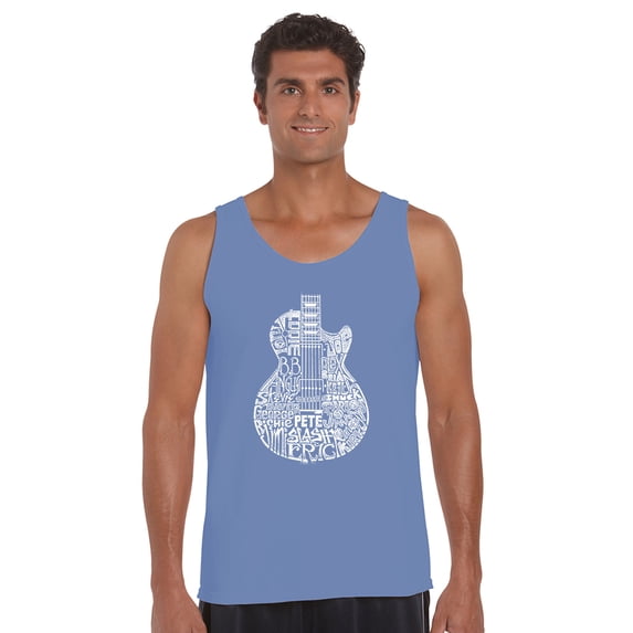LA Pop Art Men's Word Art Tank Top - Rock Guitar Head