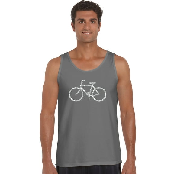 LA Pop Art Men's Word Art Tank Top - SAVE A PLANET, RIDE A BIKE