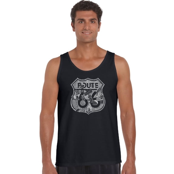 LA Pop Art Men's Word Art Tank Top - Stops Along Route 66