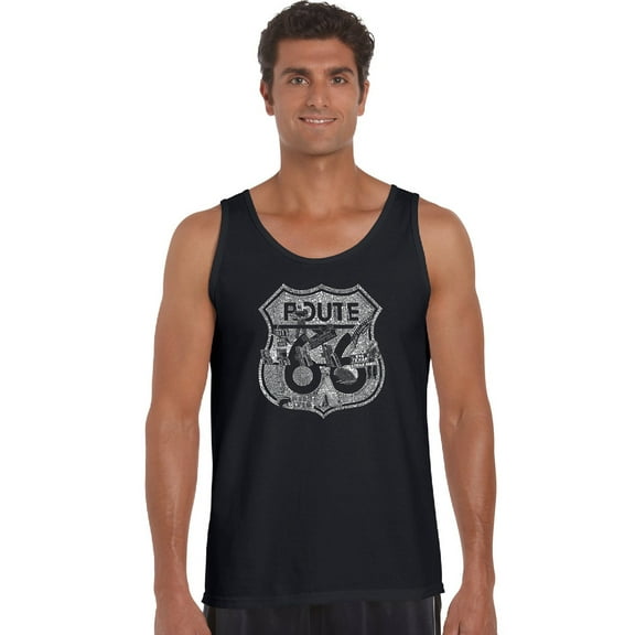 LA Pop Art Men's Word Art Tank Top - Stops Along Route 66
