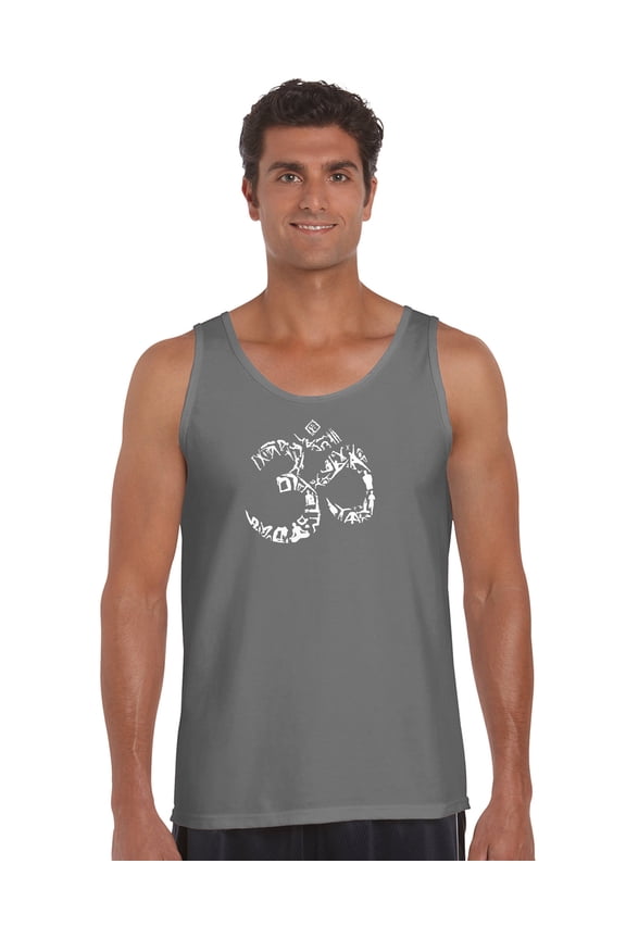Men's Word Art Tank Top - THE OM SYMBOL OUT OF YOGA POSES