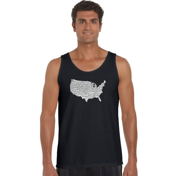 LA Pop Art Men's Word Art Tank Top - THE STAR SPANGLED BANNER