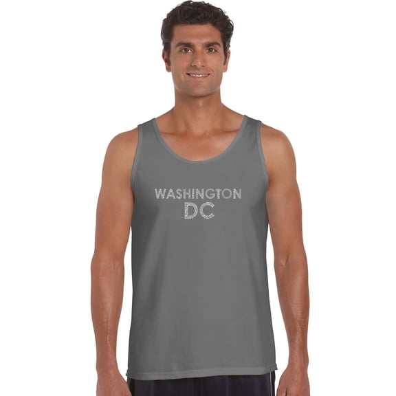 LA Pop Art Men's Word Art Tank Top - WASHINGTON DC NEIGHBORHOODS