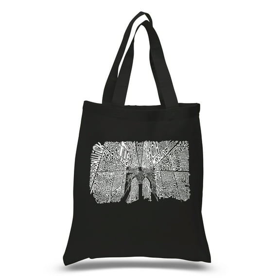 LA Pop Art Small Word Art Tote Bag - Brooklyn Bridge