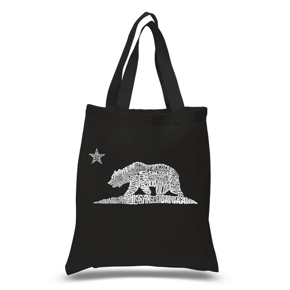 LA Pop Art Small Word Art Tote Bag - California Bear