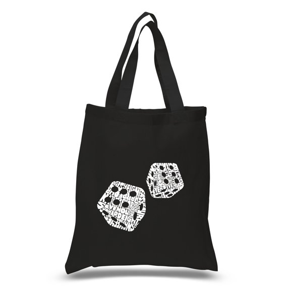 LA Pop Art Small Word Art Tote Bag - DIFFERENT ROLLS THROWN IN THE GAME OF CRAPS