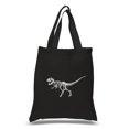 thumbnail image 1 of LA Pop Art Small Word Art Tote Bag - Dinosaur T-Rex Skeleton, 1 of 2