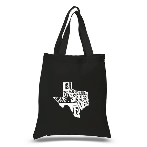 LA Pop Art Small Word Art Tote Bag - Everything is Bigger in Texas