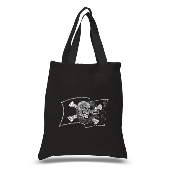 LA Pop Art Small Word Art Tote Bag - FAMOUS PIRATE CAPTAINS AND SHIPS