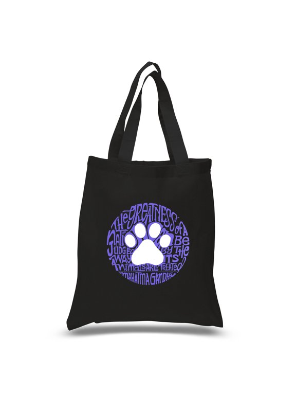 Small Word Art Tote Bag - Gandhi's Quote on Animal Treatment
