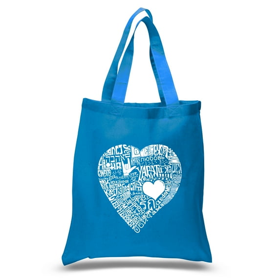 LA Pop Art Small Word Art Tote Bag - LOVE IN 44 DIFFERENT LANGUAGES