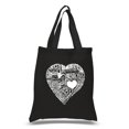thumbnail image 1 of LA Pop Art Small Word Art Tote Bag - LOVE IN 44 DIFFERENT LANGUAGES, 1 of 2