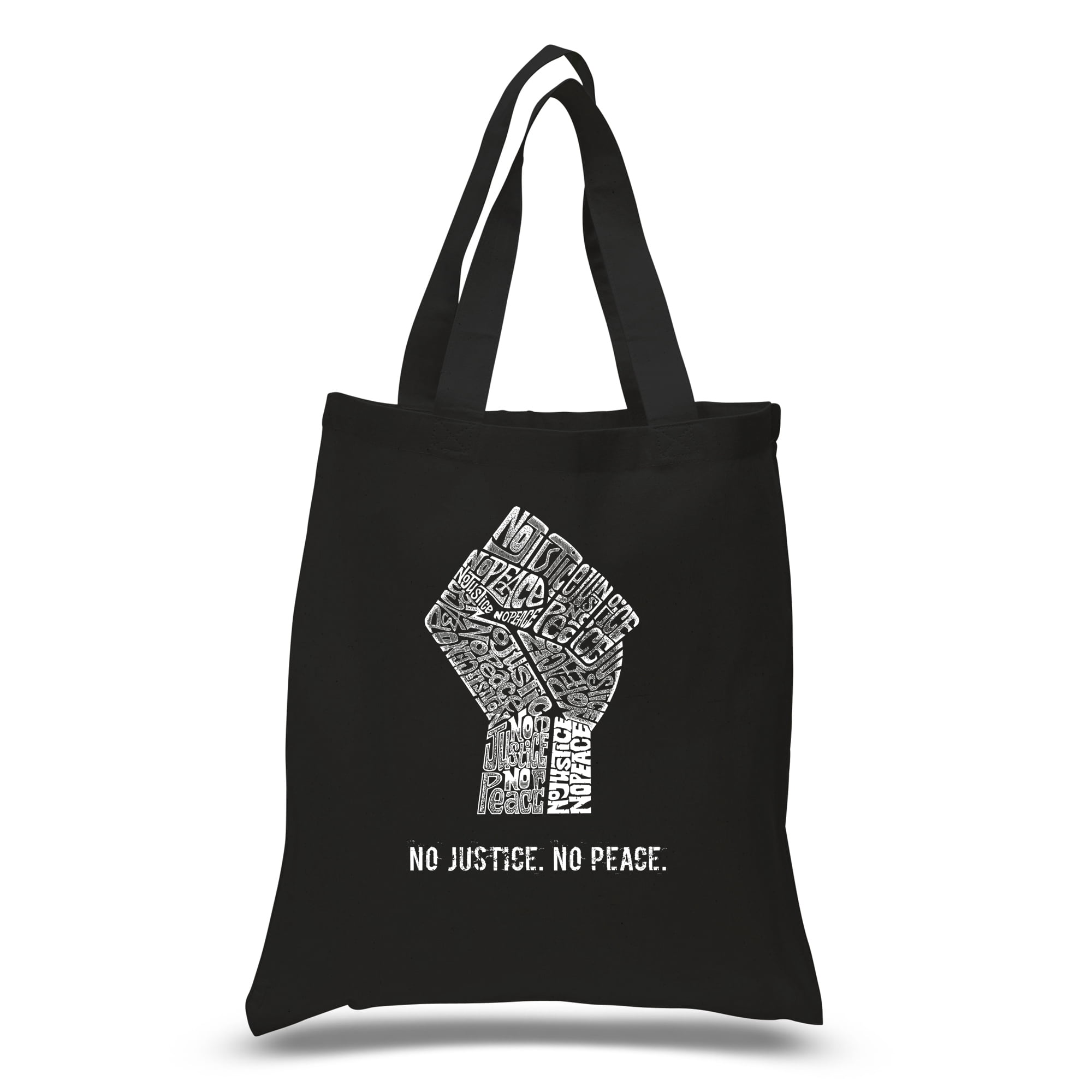 LA Pop Art Small Word Art Tote Bag - No Justice, No Peace