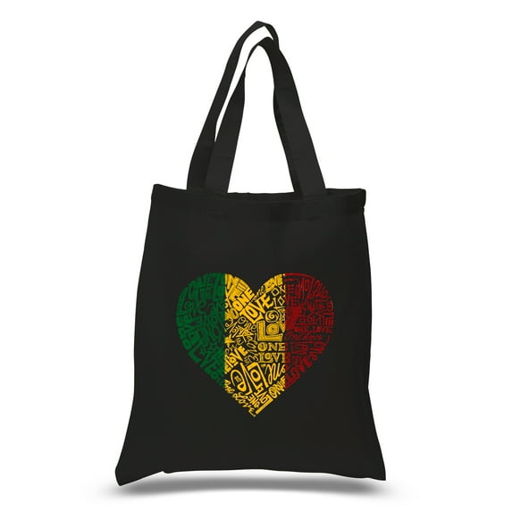 LA Pop Art Small Word Art Tote Bag - One Love Heart